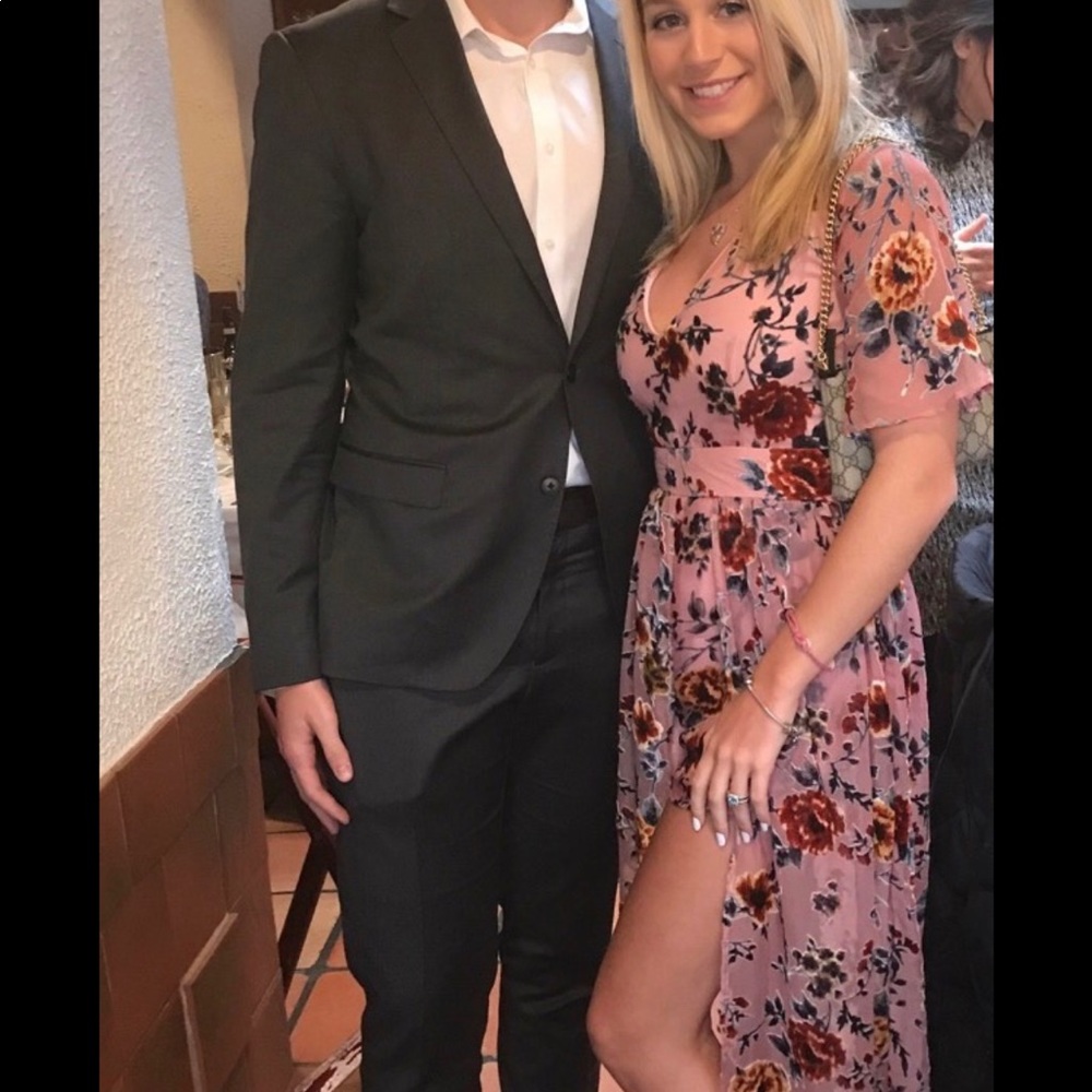 Floral romper with sheer over skirt - Picture 4 of 8